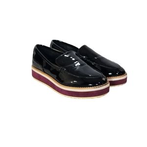 Crown Vintage Mireicia Patent Leather Platform Wedge Loafers In Black Size 8